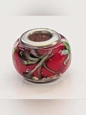 Pandora Murano Glass 925 Silver Red Green Charm Bead